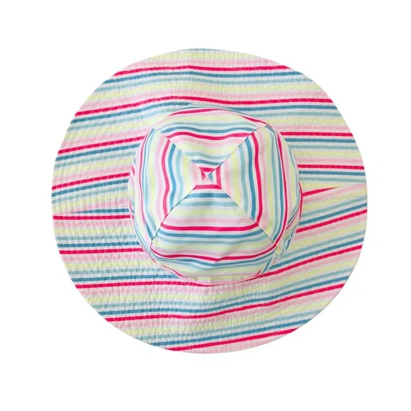 Carter's Kids Multicolor Striped Reversible Swim / Sun Hat | Girls 2-4T - Picture 1 of 5